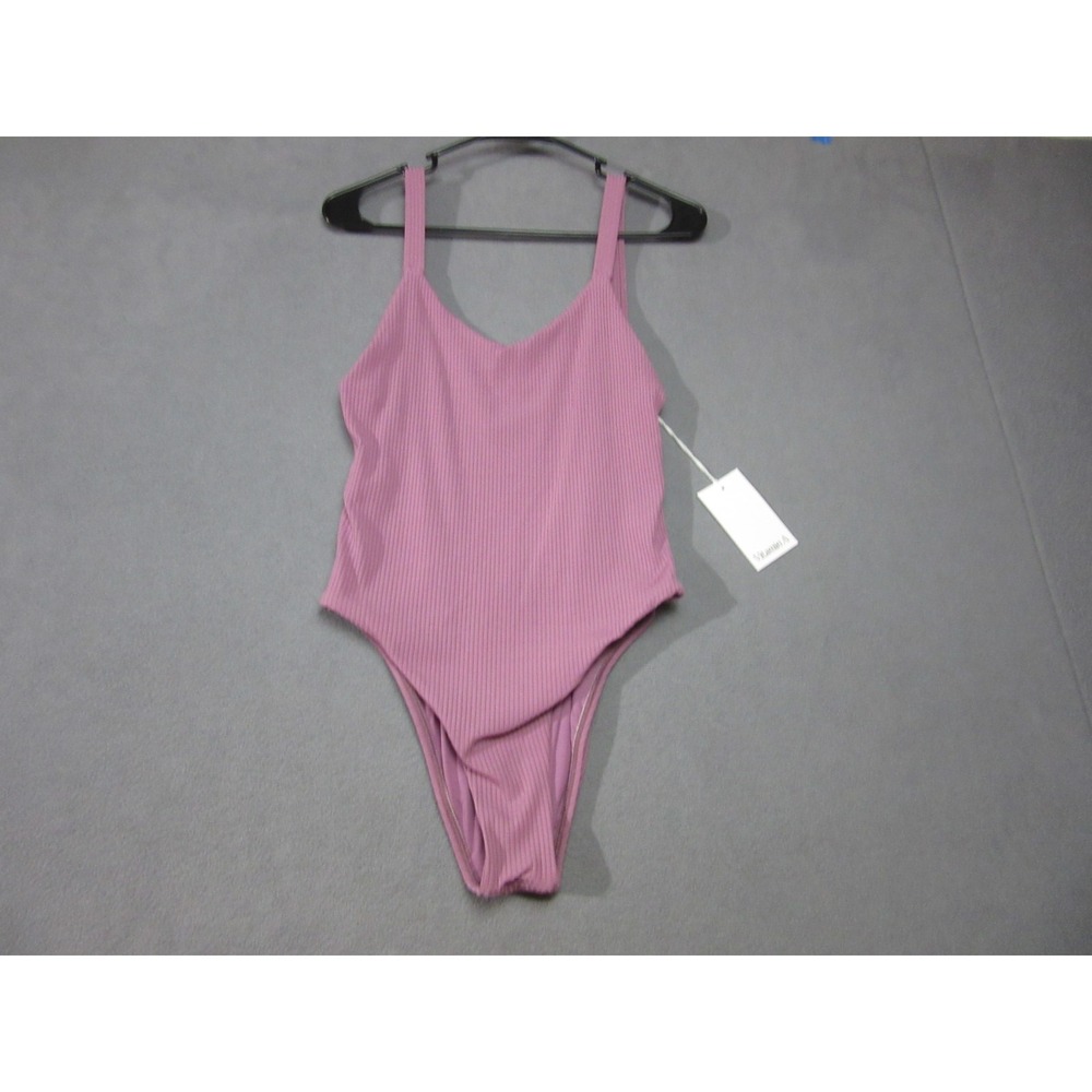 Vitamin A One Piece Swimsuit Womens Small Pink New Ribbed V-Neck Beach 6138607